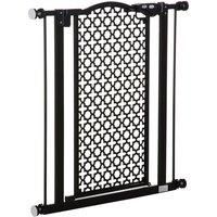 Pawhut 74-80 cm Pressure Fit Double Locking Pet Stair Gate - Black