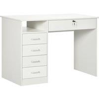 HOMCOM Computer Desk, Home Office Desk with Lockable Drawer, Storage Shelf for Study Bedroom, 110 x 50 x 76 cm, White