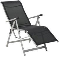 Outsunny Outdoor Sun Lounger 10-Position Adjustable Folding Reclining Chairs with Footrest for Patio Garden Black and Grey