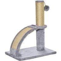 PawHut Cat Tree Tower Climbing Activity Center Kitten Furniture with Jute Post Scratching Massage Board Hanging Ball with Bell 34 x 24 x 43cm Grey