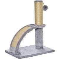 PawHut Cat Tree Tower Climbing Activity Center Kitten Furniture with Jute Post Scratching Massage Board Hanging Ball with Bell 34 x 24 x 43cm Grey