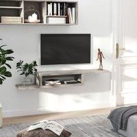 Homcom Wall Mounted Floating Tv Stand Shelf Granite Effect