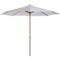 2 x 3(m) Wood Garden Parasol Sun Shade Patio Umbrella Canopy Light White