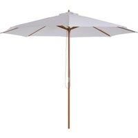 Outsunny 3(m) Fir Wooden Parasol Garden Umbrellas 8 Ribs Bamboo Sun Shade Patio Outdoor Umbrella Canopy, Cream White