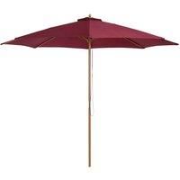 Outsunny 3M Fir Wooden Garden Parasol Sun Shade Outdoor Umbrella Canopy - Wine Red
