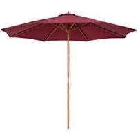 Outsunny 3m Fir Wooden Garden Parasol Sun Shade Outdoor Umbrella Canopy Wine Red