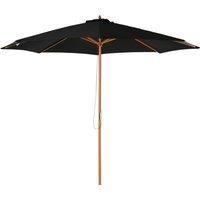 Outsunny £3m Bamboo Wooden Market Patio Umbrella Garden Parasol Outdoor Sunshade Canopy, 8-ribs,Black