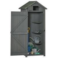 Outsunny Wooden Garden Shed Hut Style Outdoor Tool Storage Box Grey