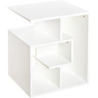 HOMCOM Side Table, 3 Tier End Table with Open Storage Shelves, Living Room Coffee Table Organiser Unit, White