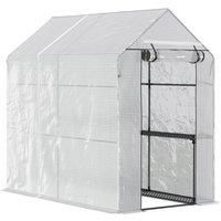 Outsunny Walk in Garden Greenhouse with Shelves Polytunnel Steeple Grow House 186L x 120W 190Hcm White