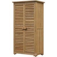 Outsunny Wooden Garden Storage Shed, Compact Utility Sentry Unit, 3-Tier Shelves Tool Cabinet Organizer with Asphalt Roof and Shutter Design, 87cm x 47cm x 160cm