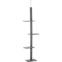 PawHut 260cm Floor To Ceiling Cat Tree w/ 3 Perches Activity Center for Kittens Cat Tower Furniture Grey