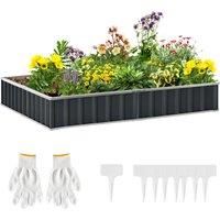 Metal Raised Garden Bed No Bottom DIY Large Steel Planter Box w/ Gloves