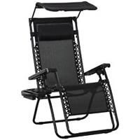 Outsunny Zero Gravity Chair Adjustable Patio Lounge Reclining Seat Black