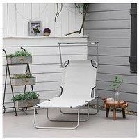 Outsunny Folding Chair Sun Lounger With Sunshade Garden Recliner Hammock - Grey