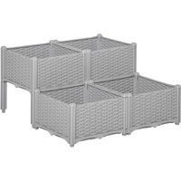 Alfresco 4-piece Elevated Flower Planter, Grey