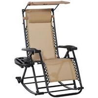 Outsunny Folding Recliner Chair Outdoor Lounge Rocker ZeroGravity Seat