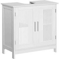 kleankin Modern Under Sink Cabinet with 2 Doors, Bathroom Vanity Unit, Pedestal Under Sink Design, Storage Cupboard with Adjustable Shelves, White