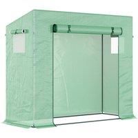 Outsunny Garden Greenhouse with PE Plant Cover, Windows and Zipper Door for Fruit and Veg 198L x 77W x 149-168H cm