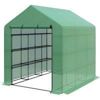 Poly Tunnel Steeple Walk in Greenhouse - Green, Dark Green