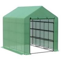 Walk in Garden Greenhouse with Shelves Polytunnel Steeple Grow House New