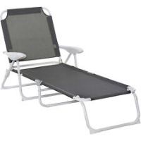 Outsunny Folding Sun Lounger Garden Reclining Lounge Chair 4-Level Backrest