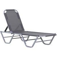 Outsunny Sun Lounger Relaxed Recliner with 5-Position Adjustable Backrest Aluminium Frame for Pool or Sun Bathing Light Grey