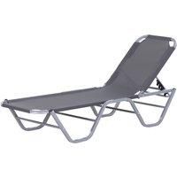 Outsunny Sun Lounger Relaxer Recliner with 5-Position Adjustable Backrest Lightweight Frame for Pool or Sun Bathing Silver