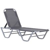 Outsunny Sun Lounger Relaxer Recliner with 5Position Adjustable Backrest Silver
