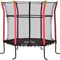 Homcom 5.3Ft Kids Trampoline With Enclosure Indoor Outdoor For 3-10 Years Red