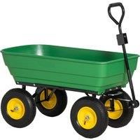 Outsunny 125 Litre Large Garden Cart Heavy Duty 4 Wheel Trolley Dump Wheelbarrow Tipping Truck Trailer - Green