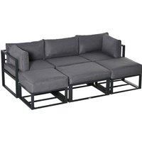 Outsunny 6pc Daybed and Sectional Sofa Set w/ Coffee Table and Footstool