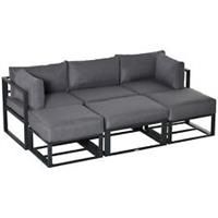 Outsunny 6 PC Garden Daybed Aluminum Sectional Sofa Set Coffee Table Footstool