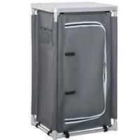 Outsunny Outdoor 3shelf Camping Cupboard Kitchen Station Cook Table Grey