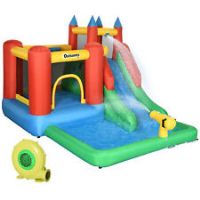 Outsunny Kids Inflatable Bouncy Castle w/ Water Pool Climbing Wall & Trampoline