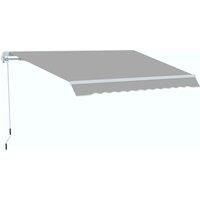 Outsunny 4x2.5m Retractable Manual Awning Window Door Sun Shade Canopy with Fittings and Crank Handle Light Grey