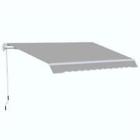 Outsunny 4x2.5m Manual Awning Window Door Sun Weather Shade w/ Handle Light Grey