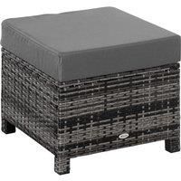 Rattan Footstool Ottoman, Grey