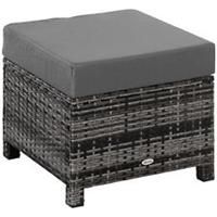 Outsunny Rattan Footstool Wicker Ottoman w/ Padded Seat for Backyard Garden