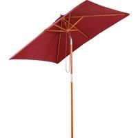Outsunny 2 x 1.5m Patio Garden Parasol Sun Umbrella Sunshade Canopy Outdoor Backyard Furniture Fir Wooden Pole 6 Ribs Tilt Mechanism - Wine Red