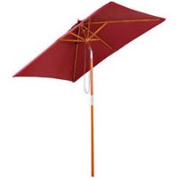 Outsunny Wooden Patio Umbrella Market Parasol Outdoor Sunshade Wine Red
