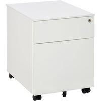 Vinsetto Vertical File Cabinet Steel Lockable with Pencil Tray and Casters Home Filing Furniture for A4, Letters and Legal-sized Files, White