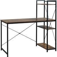 HOMCOM Computer Desk PC Table Study Workstation Home Office with 4-tier Bookshelf Storage Metal Frame Wooden Top (Rustic Brown & Black)