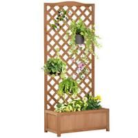 Outsunny Garden Wooden Planter Box with Trellis Flower Raised Bed, 76x36x170cm