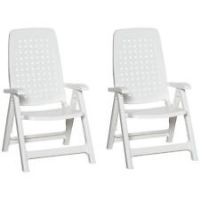Outsunny 2 Piece Outdoor Folding Chairs w/ 4Position Back for Dining, Camping