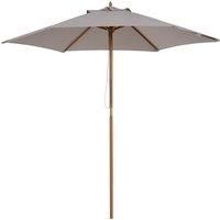 Outsunny 2.5M Wood Garden Parasol Sun Shade Patio Outdoor Wooden Umbrella Canopy - Grey