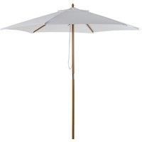 Outsunny 2.5m Patio Umbrella, Wood Garden Parasol, Sun Shade with 6 Ribs and Top Vent for Outdoor, White