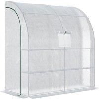 Walk-In Lean to Wall Greenhouse with Window - White