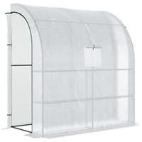 Outsunny WalkIn Lean to Wall Greenhouse w/Window&Door 200Lx 100W x 213Hcm White