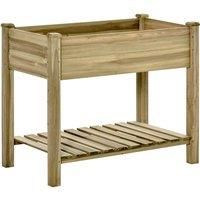 Outsunny 91cm x 51cm x 76cm Raised Garden Bed with Legs and Storage Shelf, Elevated Wooden Planter Box, Gardening Standing Growing Bed for Backyard, Patio, Balcony